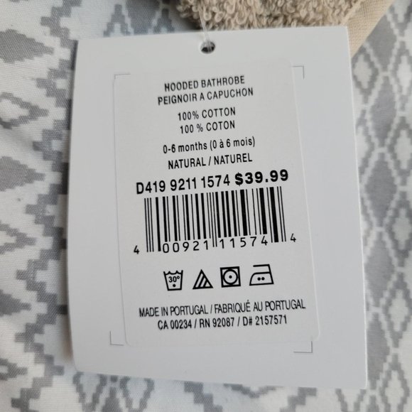 62. Littles hooded bathrobe.  0 - 6 months.  NWT - Picture 6 of 6